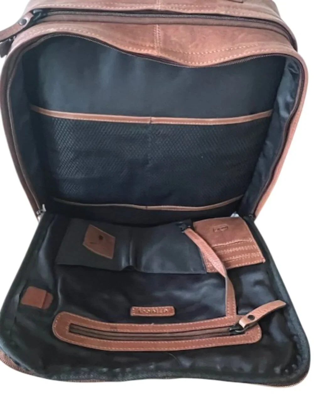 Genicci U-Falcon Leather Backpack Cognac Brown NWT Multi-Compartment